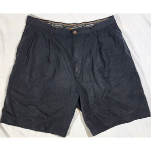 ✅ Tommy Bahama Chino Shorts Pleated Front 100% Silk Size 36 Textured Black Mens